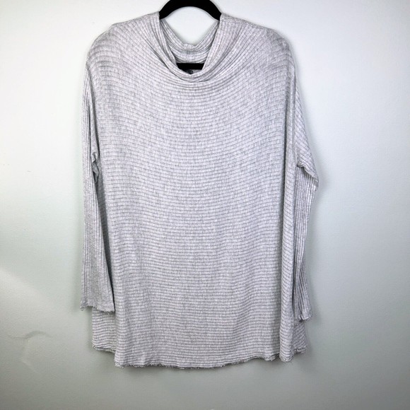 We the Free People Lover Rib Knit Split Back Pullover Gray Sweater Lightweight L - Picture 3 of 15